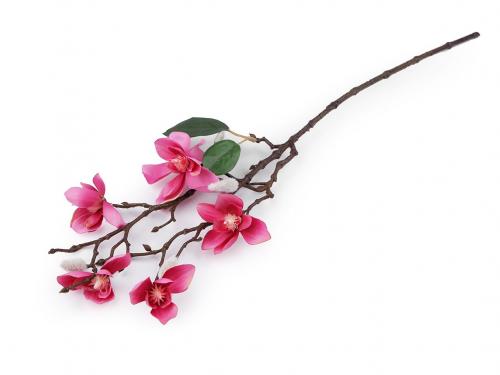 Umělá větvička magnolie, barva 2 fialovorůžová