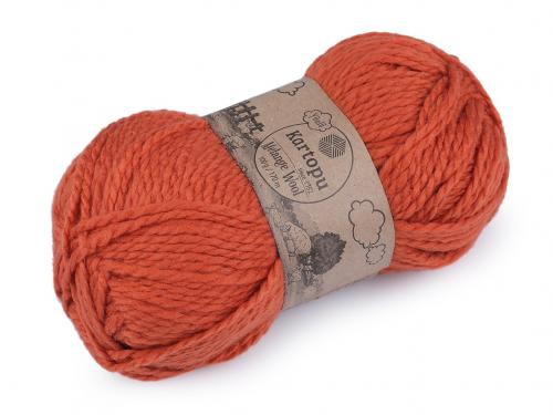 Pletací příze Melange Wool 100 g, barva 4 (1210) oranžová mrkvová