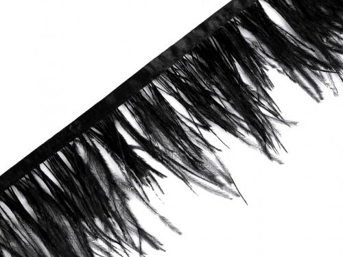Prýmek - pštrosí peří šíře 11 cm, barva černá