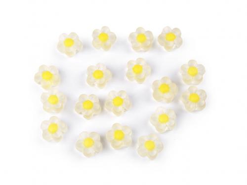 Plastové korálky květ matný Ø13 mm, barva 1 žlutá světlá
