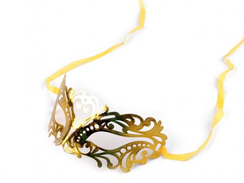 Karnevalová maska - škraboška metalická, barva 2 zlatá