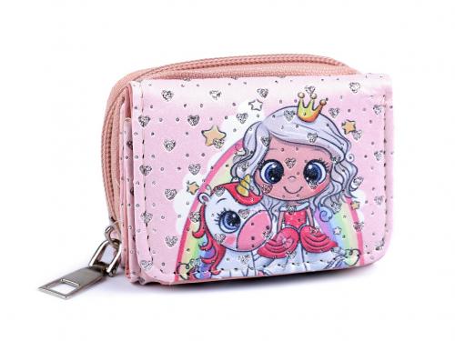 Mini peněženka 6,5x8,5 cm, barva 1 růžová nejsv. princezna