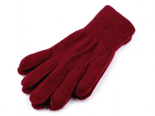 Dámské pletené rukavice zateplené, barva 2 bordó sv.