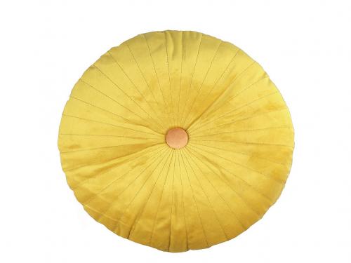 Kulatý sametový polštář Ø40 cm, barva 3 žlutá