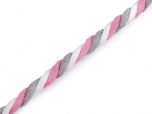 Bavlněná šňůra kroucená Ø12 mm, barva růžová šedá