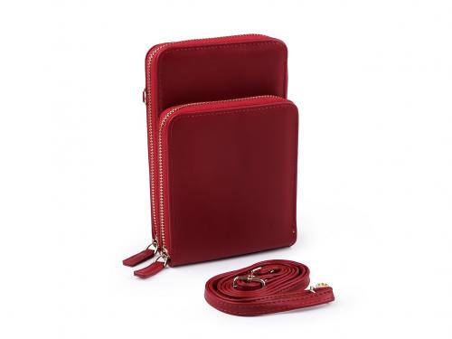 Peněženka s kapsou na mobil přes rameno Crossbody 11x18 cm, barva 3 červená