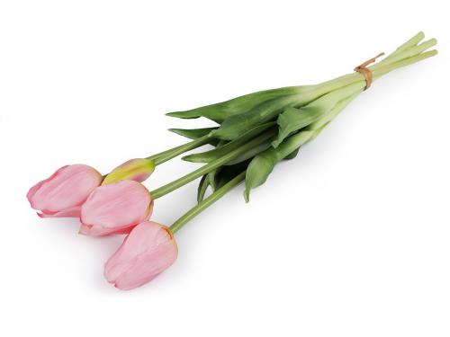 Umělá kytice tulipán, barva 3 růžová sv.