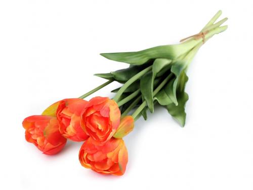 Umělá kytice tulipán, barva 4 oranžová červená