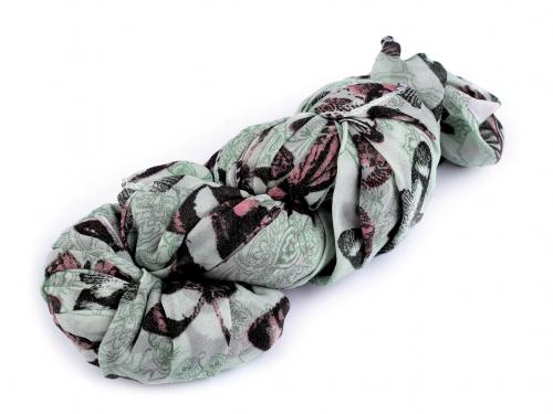 Letní šátek / šála motýl 80x165 cm, barva 5 zelená past.sv.