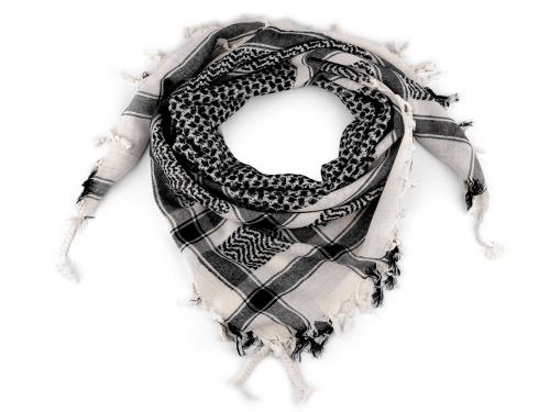 Bavlněný šátek Palestina 100x110 cm, barva režná světlá černá