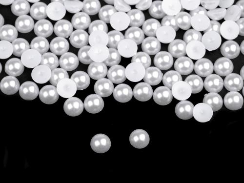 Kabošony / půlperle / perly k nalepení Ø9 mm, barva 1 bílá
