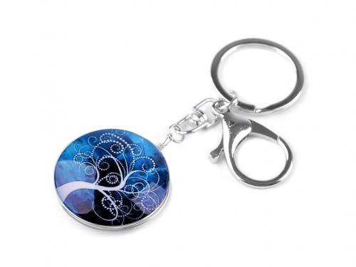Přívěsek na klíče / kabelku strom života, mandala, barva 7 modrá strom