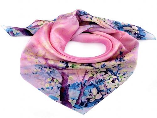 Saténový šátek 50x50 cm, barva 21 růžová střední