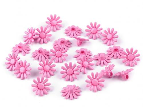 Plastové knoflíky / korálky květ Ø15 mm, barva 2 růžová sv.