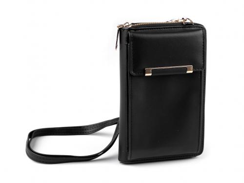 Peněženka s kapsou na mobil přes rameno Crossbody 11x17 cm, barva 3 černá