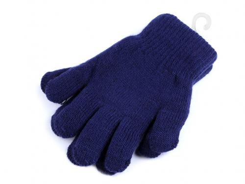 Dětské pletené rukavice zateplené, barva 8 modrá tmavá