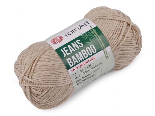 Pletací příze Jeans Bamboo 50 g, barva 3 (129) béžová světlá