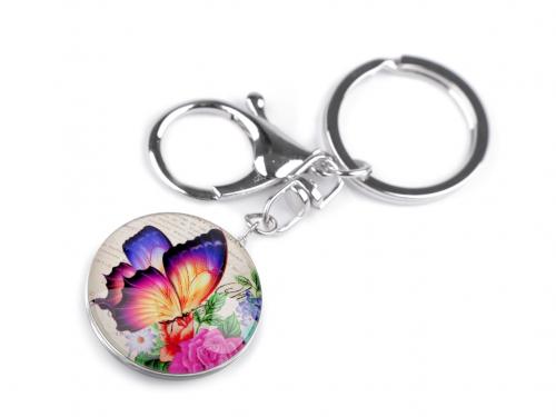 Přívěsek na klíče / kabelku motýl, znamení zvěrokruhu, barva 3 fialovorůžová motýl