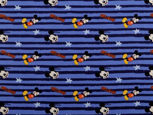 Bavlněný licenční úplet Mickey Mouse metráž, barva modrá