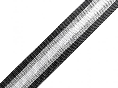 Hladký oboustranný popruh s lurexem šíře 40 mm, barva 3 šedá stříbrná