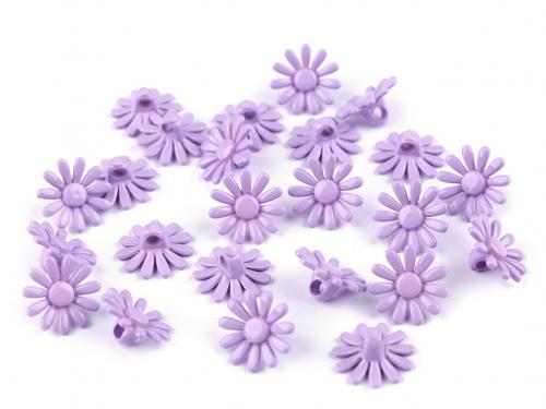 Plastové knoflíky / korálky květ Ø15 mm, barva 4 fialová sv.