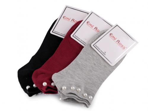 Dámské bavlněné ponožky kotníkové s perlami, barva 9 (vel. 35-38) mix