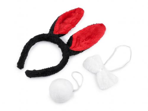 Karnevalová sada - zajíc / králík, barva 3 červená černá