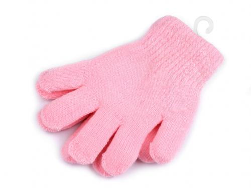 Dětské pletené rukavice zateplené, barva 3 růžová sv.