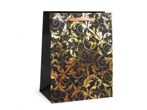 Dárková taška ornament, barva 4 černá zlatá