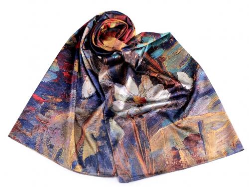 Saténový šátek / šála 70x180 cm, barva 10 viz foto