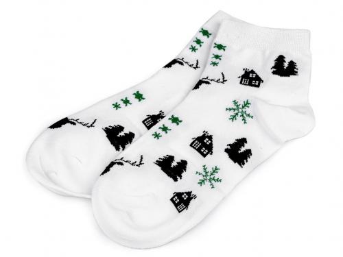 Dívčí / dámské vánoční ponožky v dárkové kouli s kovovou vločkou, barva 5 (vel. 39-42) bílá
