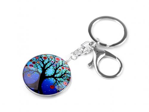 Přívěsek na klíče / kabelku strom života, mandala, barva 6 modrá strom