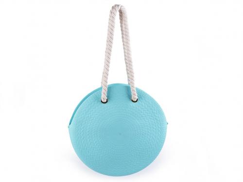 Dámská kulatá kabelka silikonová Ø40 cm se zipem, barva 3 modrá azurová