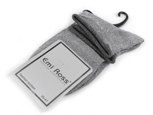 Dámské ponožky kotníkové s lurexem, barva 2 šedá stříbrná