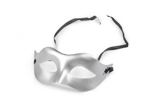 Karnevalová maska - škraboška k dotvoření, barva 1 stříbrná