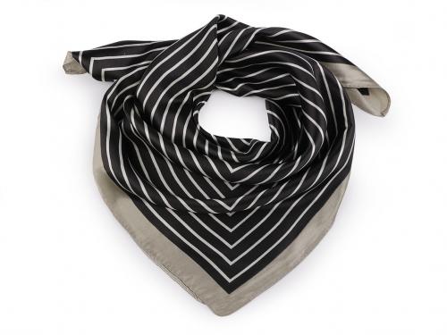Saténový šátek 55x55 cm, barva 28 černá šedá