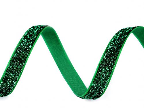 Sametová lurexová stuha šíře 10 mm, barva 5 zelená