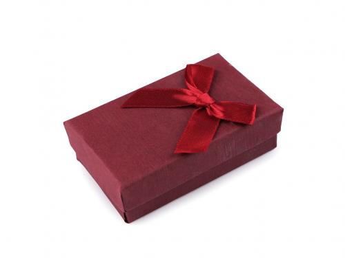 Krabička s mašličkou 5x8 cm, barva 2 červená tmavá