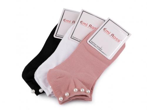 Dámské bavlněné ponožky kotníkové s perlami, barva 7 (vel. 35-38) mix