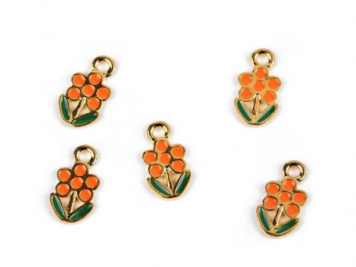 Přívěsek mini květina, měsíc, deštník, barva 1 oranžová květ
