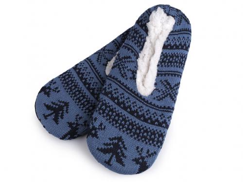Pánská zimní domácí obuv s protiskluzem, barva 2 (vel. 39-42) modrá