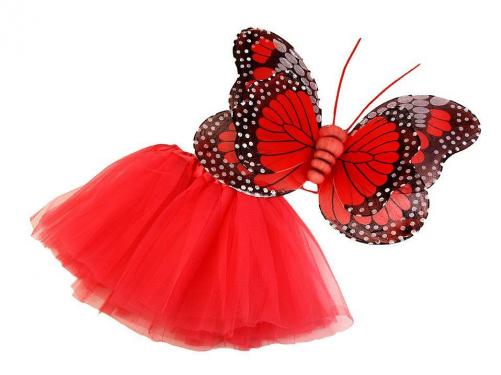 Karnevalový kostým - motýl, barva 6 červená