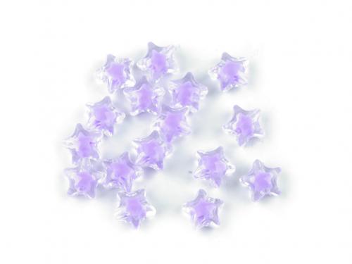 Plastové korálky hvězda Ø11 mm s efektem barev uvnitř, barva 6 fialová nejsvětlejší