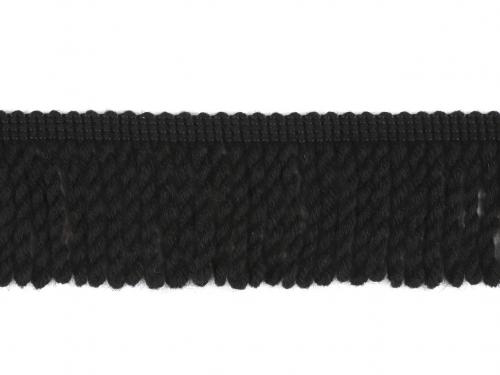 Oděvní třásně husté s podílem vlny šíře 55 mm, barva 4 (23) černá