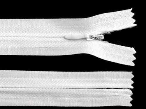 Zip skrytý nedělitelný 3 mm délka 50 cm, barva 101 bílá