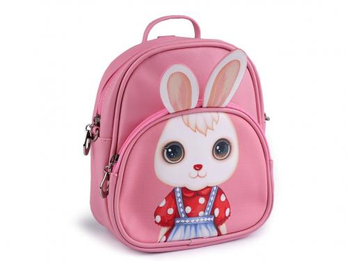 Dětský batoh 20x21 cm, barva 1 růžová světlá králík
