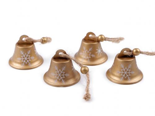 Kovový zvoneček Ø45 mm, barva 2 zlatá
