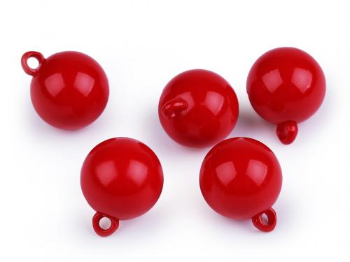 Plastové kuličky s ouškem / rolničky dekorační / korálky Ø16 mm, barva 4 červená