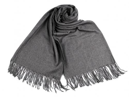 Šátek / šála typu kašmír s třásněmi 70x185 cm, barva 9 šedá