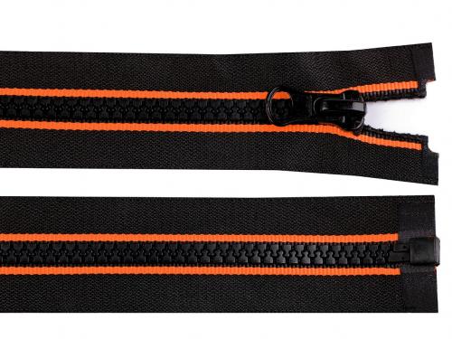 Kostěný zip s lampasem šíře 5 mm délka 70 cm, barva 332 černá oranžová